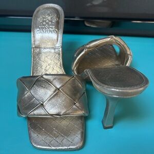 Vince camuto braided gold mules